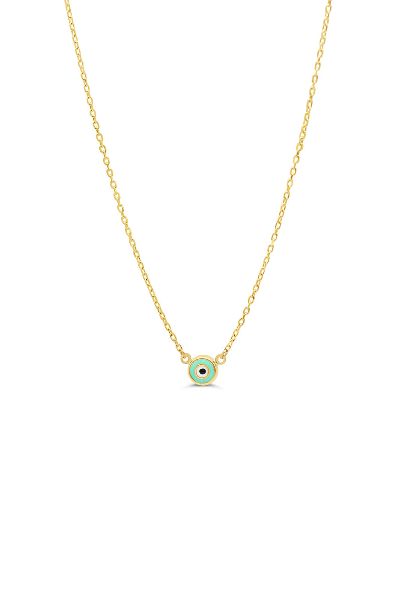 Tiffany Blue Evil Eye Necklace- 10K Gold