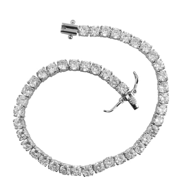 Lab Gemstone Tennis Bracelet - White